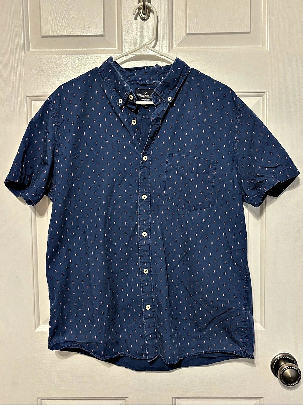 American Eagle Outfitters American Eagle Seriously Soft Short Sleeve Button-Down